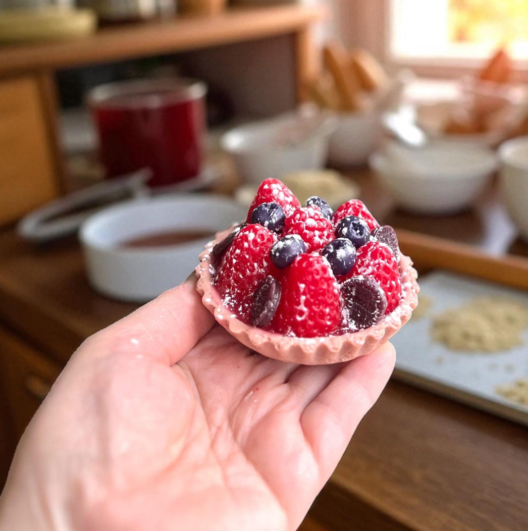 Strawberry Tart Soap-Realistic Dessert Gift, Handmade Bath Treat, Cute Self-Care Present