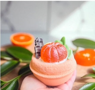Luxury Tangerine Chocolate Bath Bomb – Handmade Citrus Dessert Fizzy Spa Gift for Relaxation & Self-Care