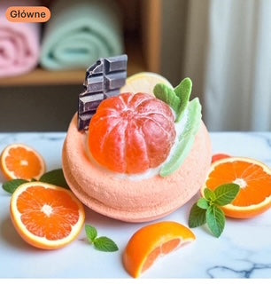 Luxury Tangerine Chocolate Bath Bomb – Handmade Citrus Dessert Fizzy Spa Gift for Relaxation & Self-Care