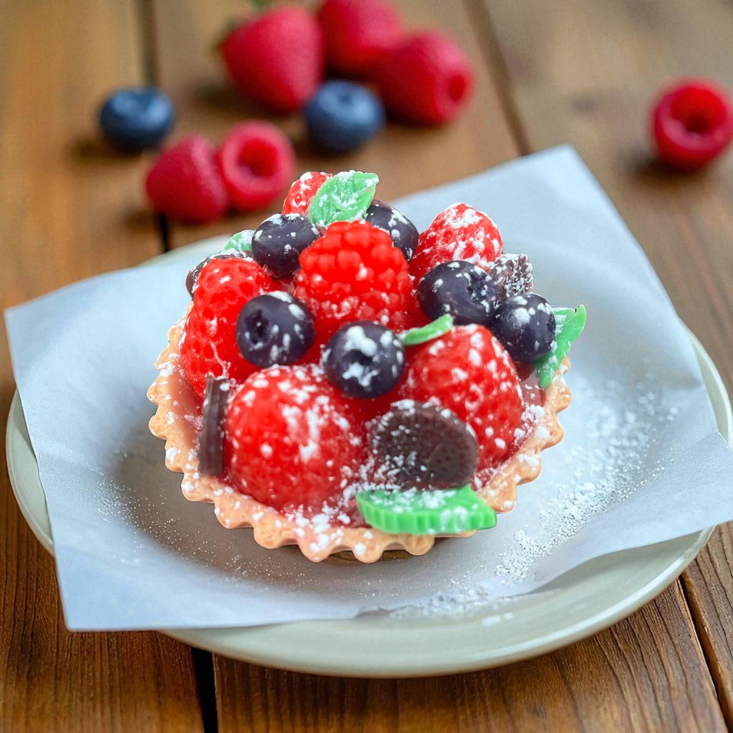 Strawberry Tart Soap-Realistic Dessert Gift, Handmade Bath Treat, Cute Self-Care Present